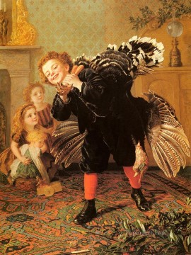 genre Oil Painting - Christmas Time Heres The Gobbler genre Sophie Gengembre Anderson